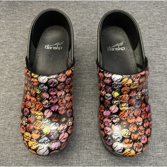 Dansko Shoes - Dansko Professional Clogs Multicolor Viola Dot Cursive Slip On SIZE EU 36/US 5.5